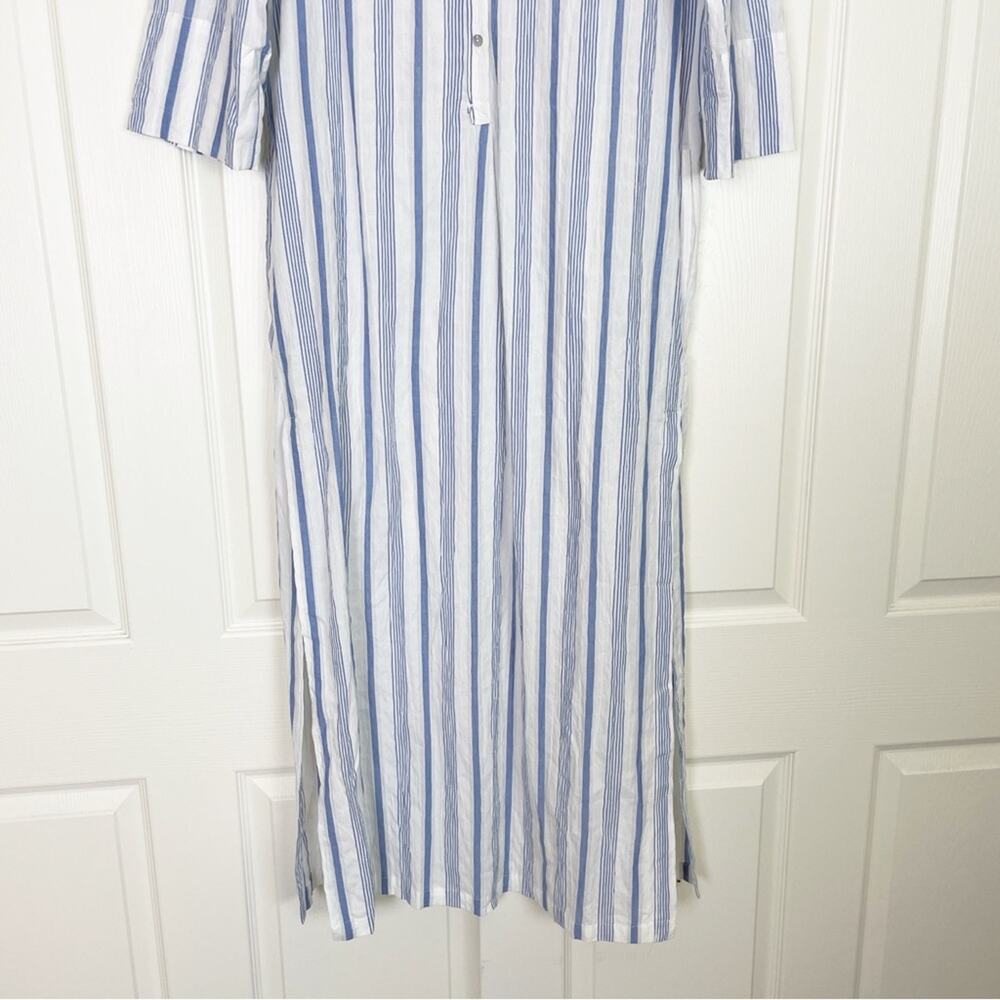 Everyday Ritual Tracey Caftan Maxi Dress Blueberry Stripe Crinkle Cotton NWT SzL - Picture 5 of 10